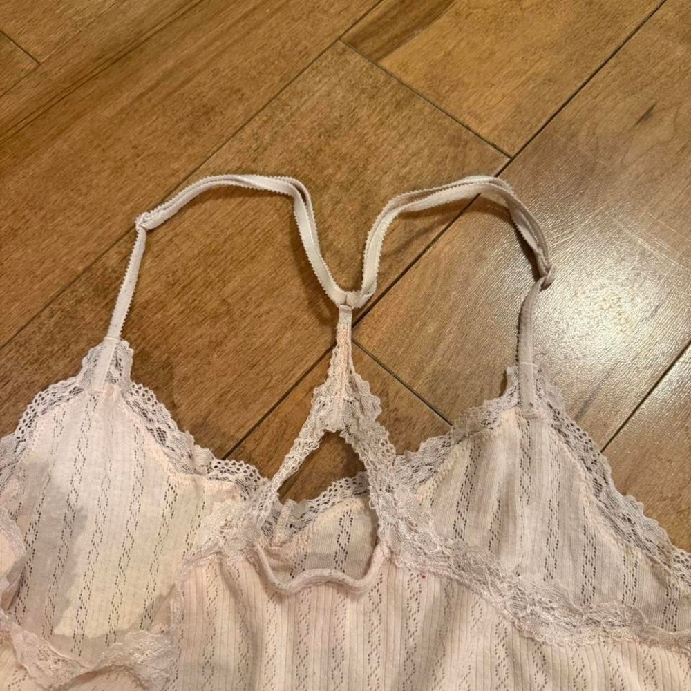 Vintage Victoria's Secret Pink Pointelle Lace Cami Top Soft Girl Coquette Size L - Picture 7 of 7